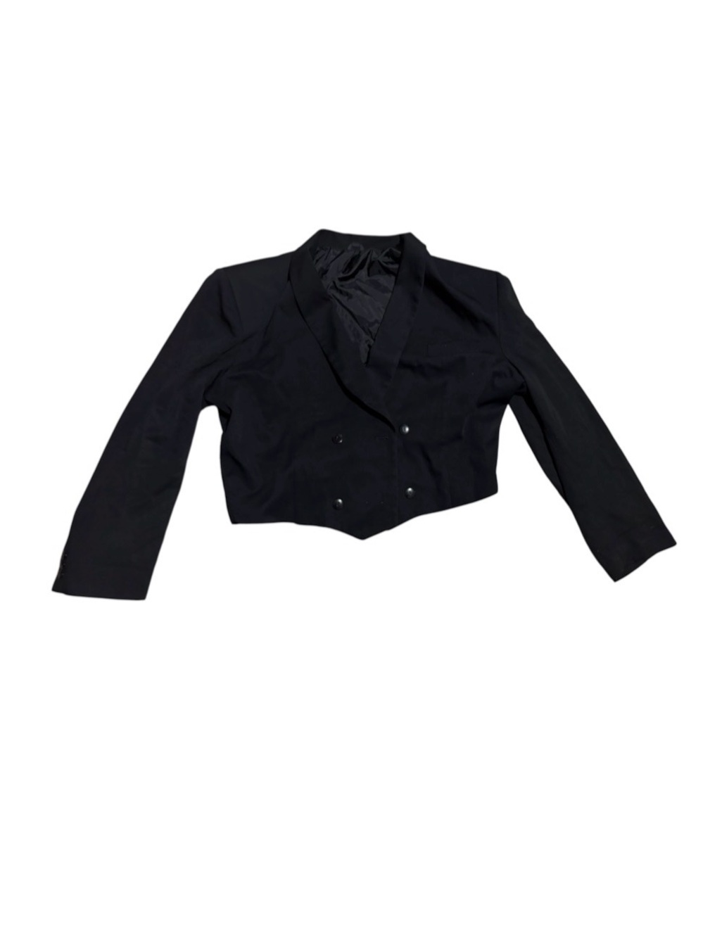 Vintage Policy Black Cropped Double-Breasted Women's Blazer Jacket